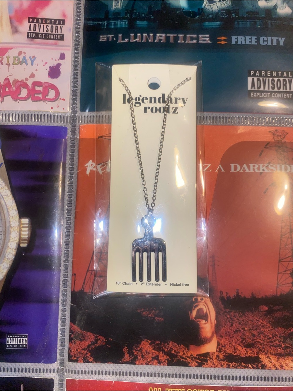 Legendary Rootz Afro Pick Necklace - Silver Tone